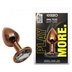 Анальная пробка с кристаллом EGZO - Dark Gold Round Plug Clear, size S