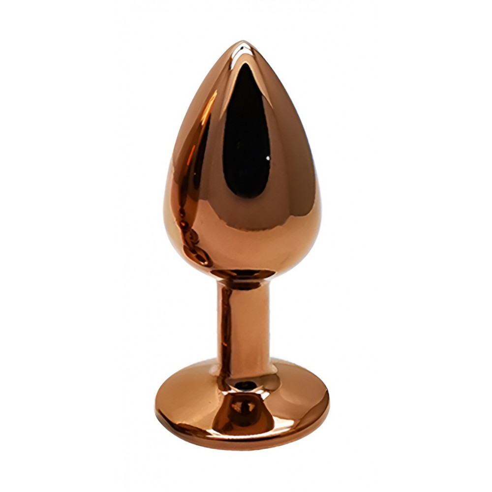 Анальные игрушки без вибрации - Анальная пробка с кристаллом EGZO - Dark Gold Round Plug Clear, size S 3