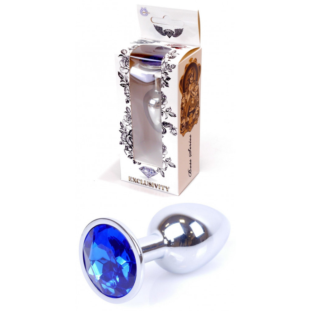 Анальные игрушки - Анальная пробка Boss Series - Jewellery Silver PLUG Dark Blue S, BS6400010