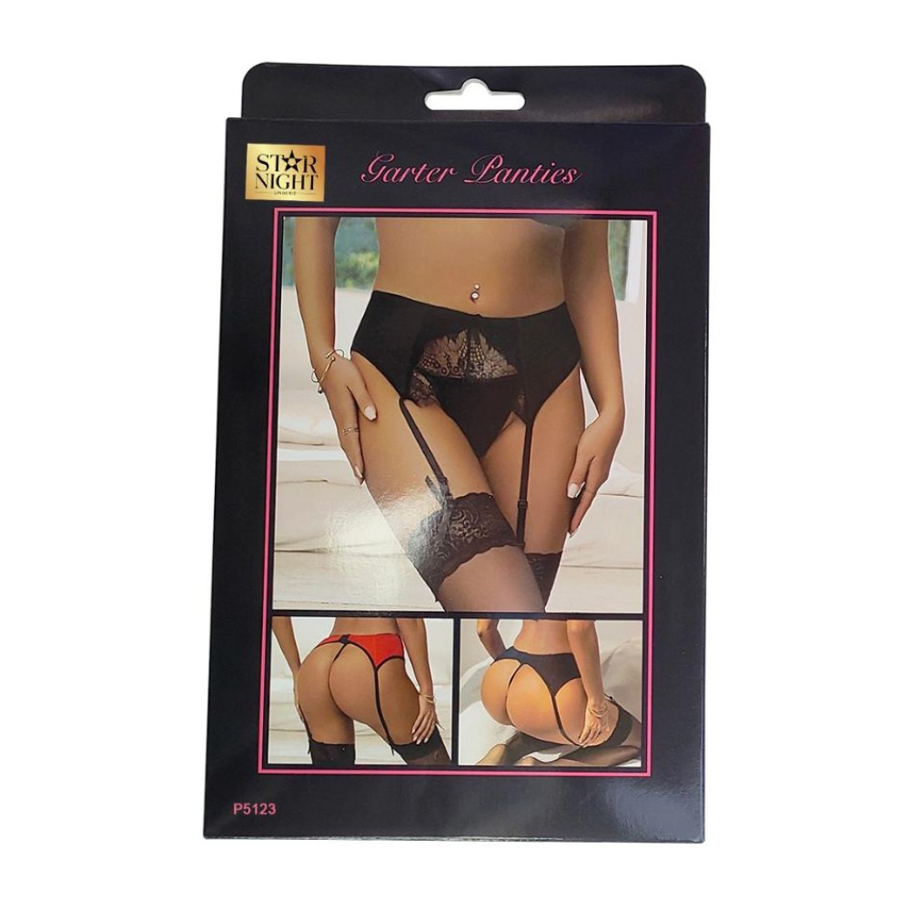 Різне - Чорний сексуальний мереживний пояс для панчіх Star Night з трусиками в комплекті 3