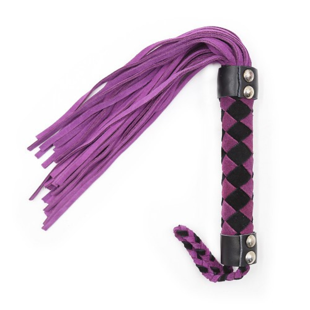 БДСМ игрушки - Флогер кожа leather DS Fetish flogger Purple Black 38 cm