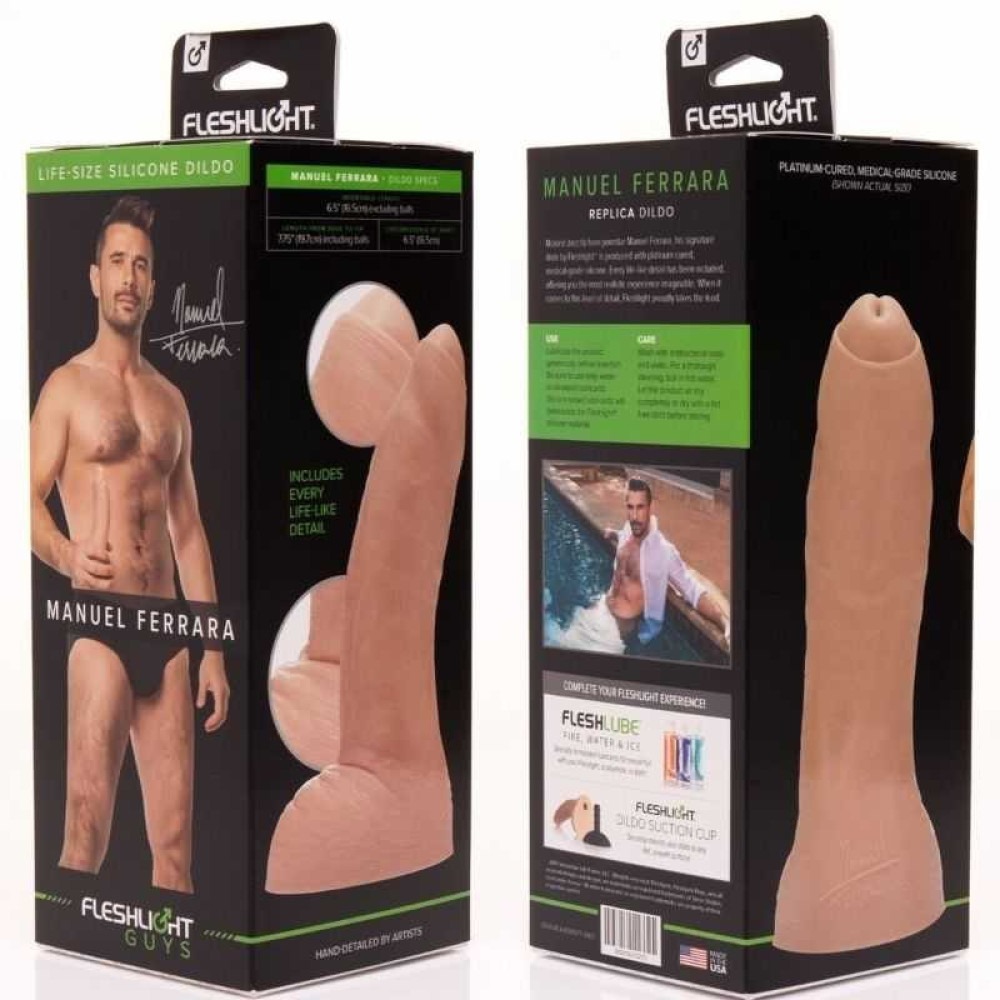 Секс игрушки - Фаллоимитатор с мошонкой реалистичный Fleshjack Guys Manuel Ferrara Dildo, бежевый, 19.7 см х 5.3 см 7