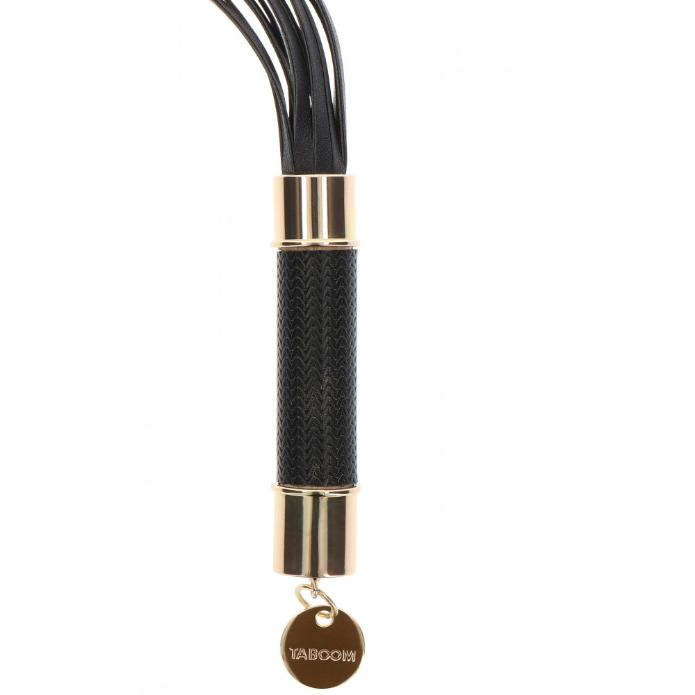БДСМ игрушки - Флоггер с подвеской на ручке Taboom, экокожа, черный, 35 см 2