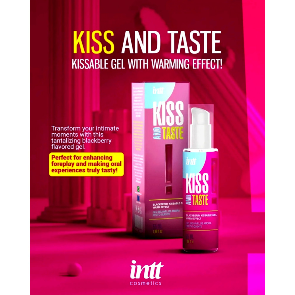 Для масажу - Масажний гель, що зігріває Intt KISS AND TASTE! їстівний, з ароматом ожини, 50 мл 2