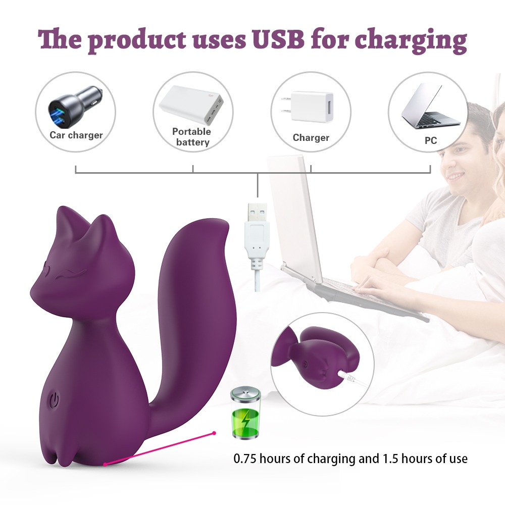 Вибропули и мини-вибраторы - Мини-вибратор клиторальный Every Night Toys Doris в форме лисы фиолетовый, 10 режимов вибрации 4