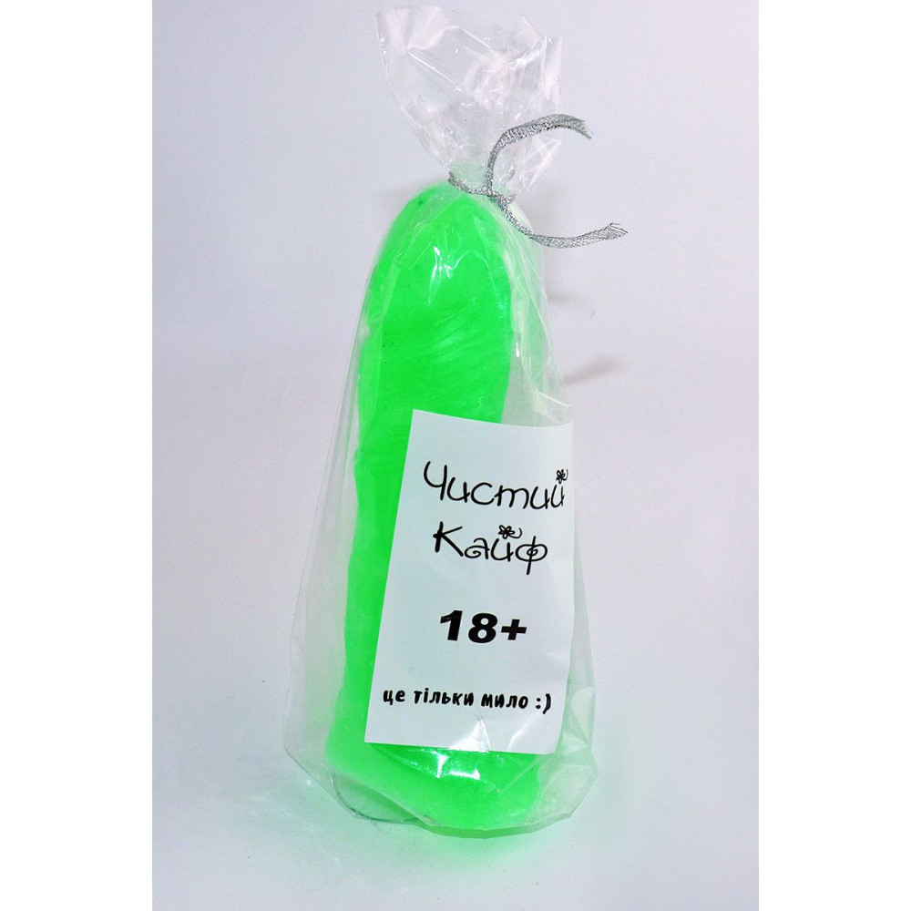Секс приколы - Крафтовое мыло-член с присоской Чистый Кайф Green size L 1