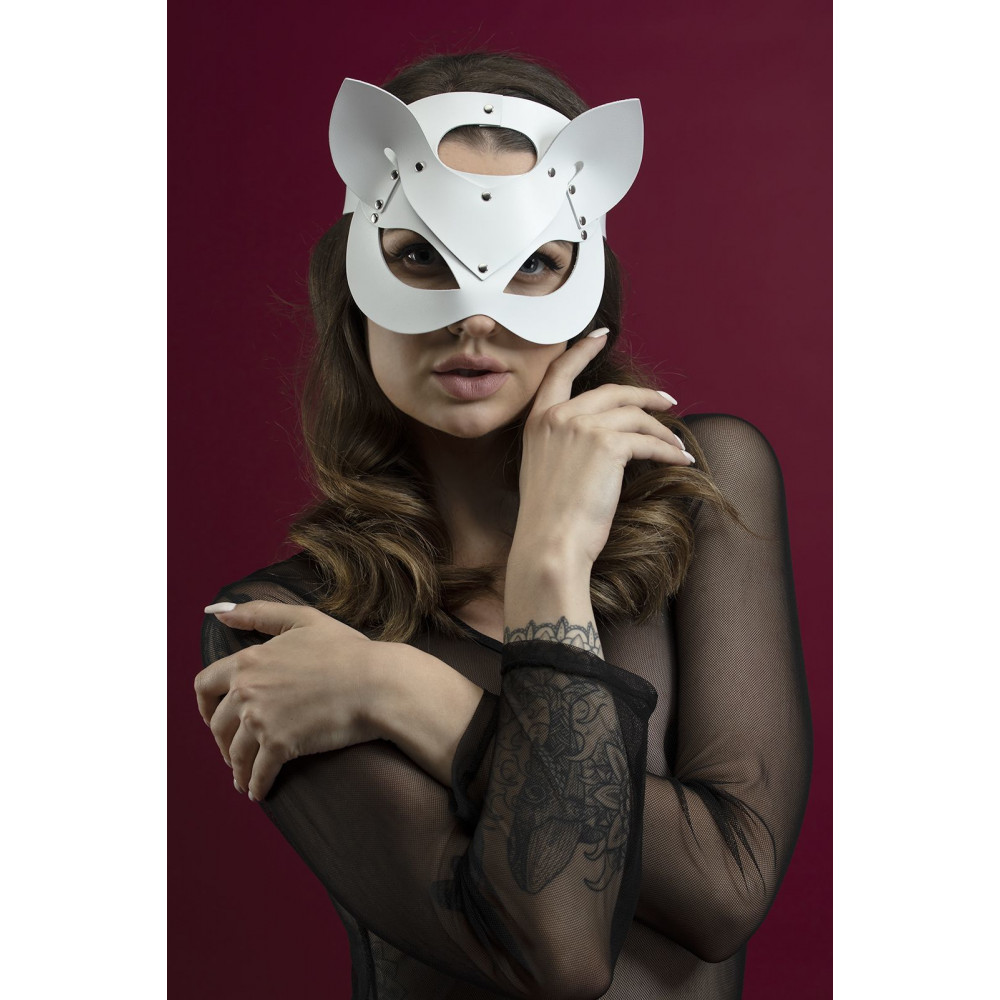 Маски - Маска кошечки Feral Feelings - Catwoman Mask, натуральная кожа, белая