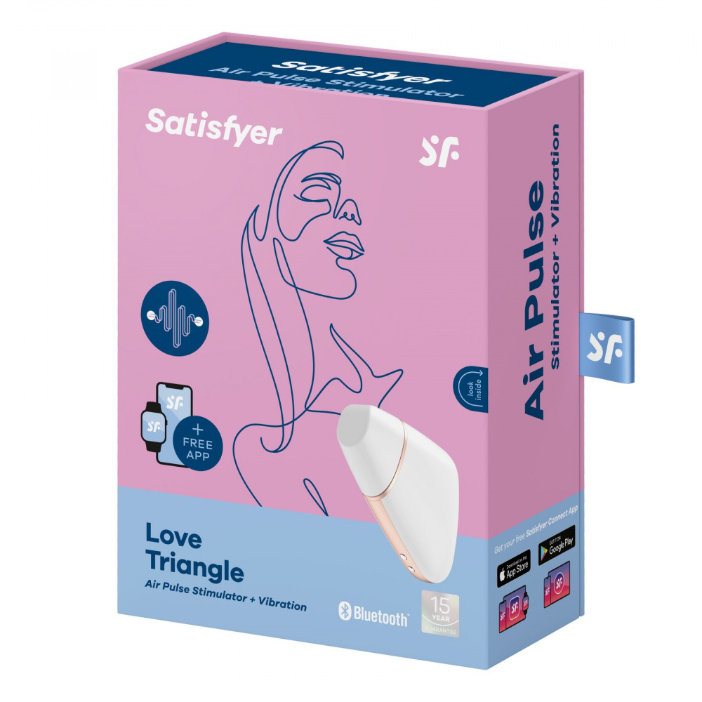 Вибраторы вакуумные - Вакуумный клиторальный стимулятор Satisfyer Love Triangle White с управлением через интернет 1