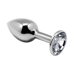 Металлическая анальная пробка с кристаллом Alive Mini Metal Butt Plug White L