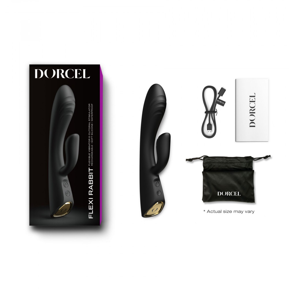 Вибратор-кролик - Вибратор-кролик с подогревом Dorcel FLEXI RABBIT BLACK, гибкий ствол 1