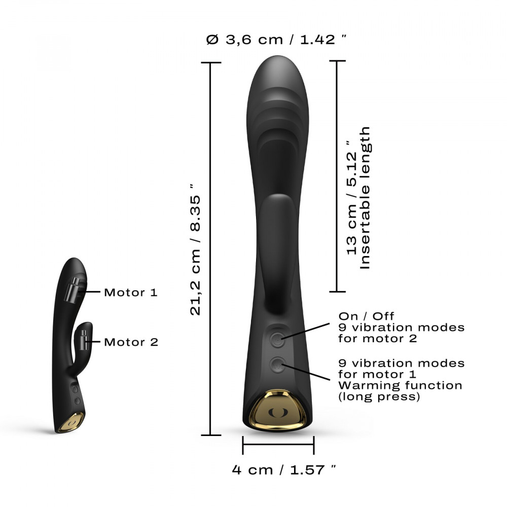 Вибратор-кролик - Вибратор-кролик с подогревом Dorcel FLEXI RABBIT BLACK, гибкий ствол 3