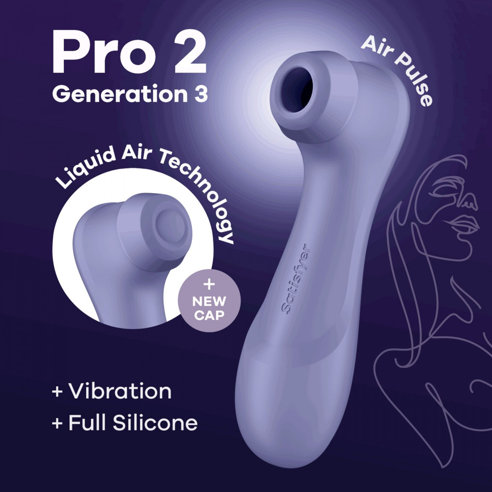 Вибраторы вакуумные - Вакуумный клиторальный стимулятор Satisfyer Pro 2 Generation 3 with Liquid Air Lilac