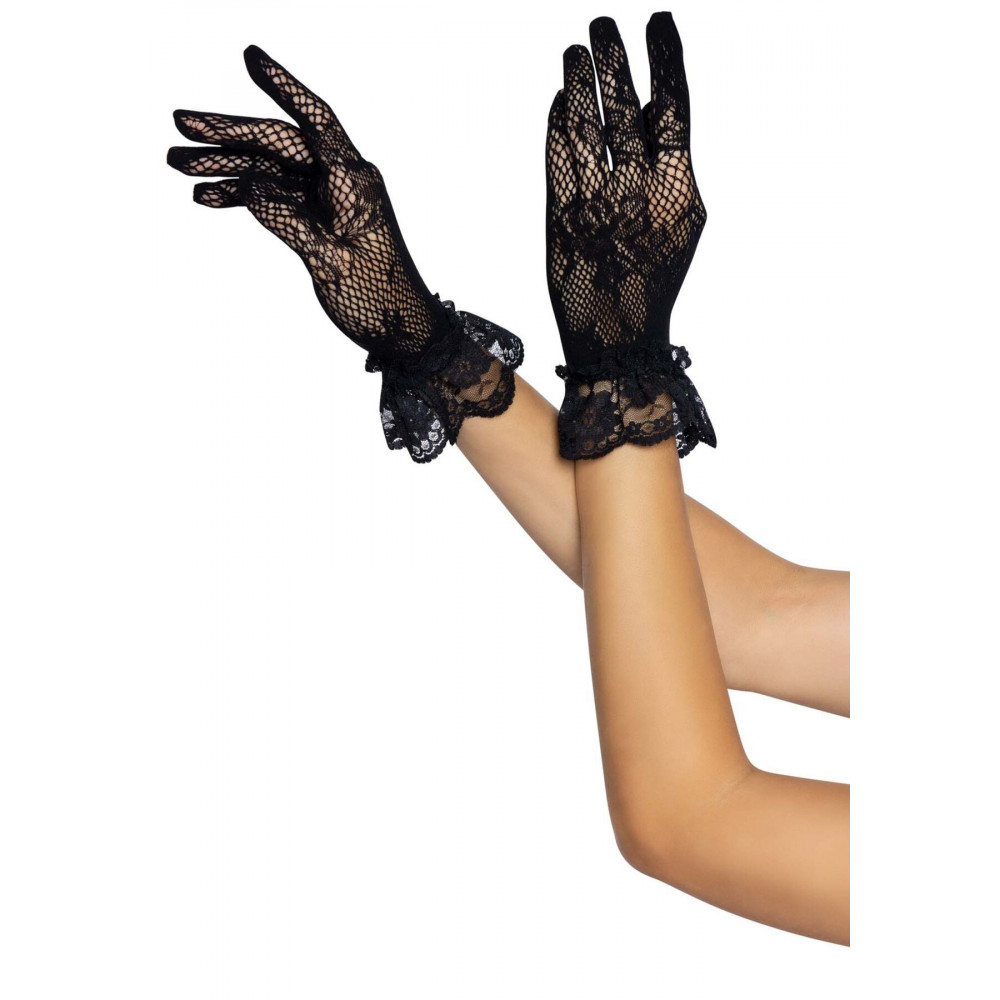 Чулки - Перчатки Leg Avenue Floral lace wristlength gloves Black 1