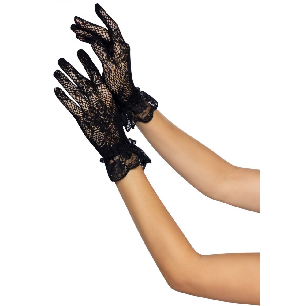 Чулки - Перчатки Leg Avenue Floral lace wristlength gloves Black 2