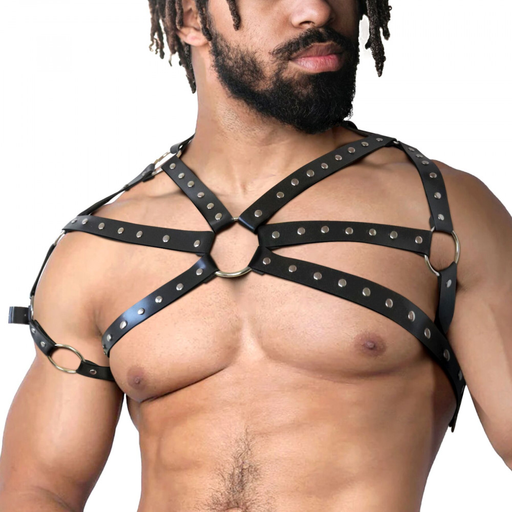 Чокеры, портупеи - Мужская портупея Art of Sex - Ares , натуральная кожа, цвет Черный, размер XS-M