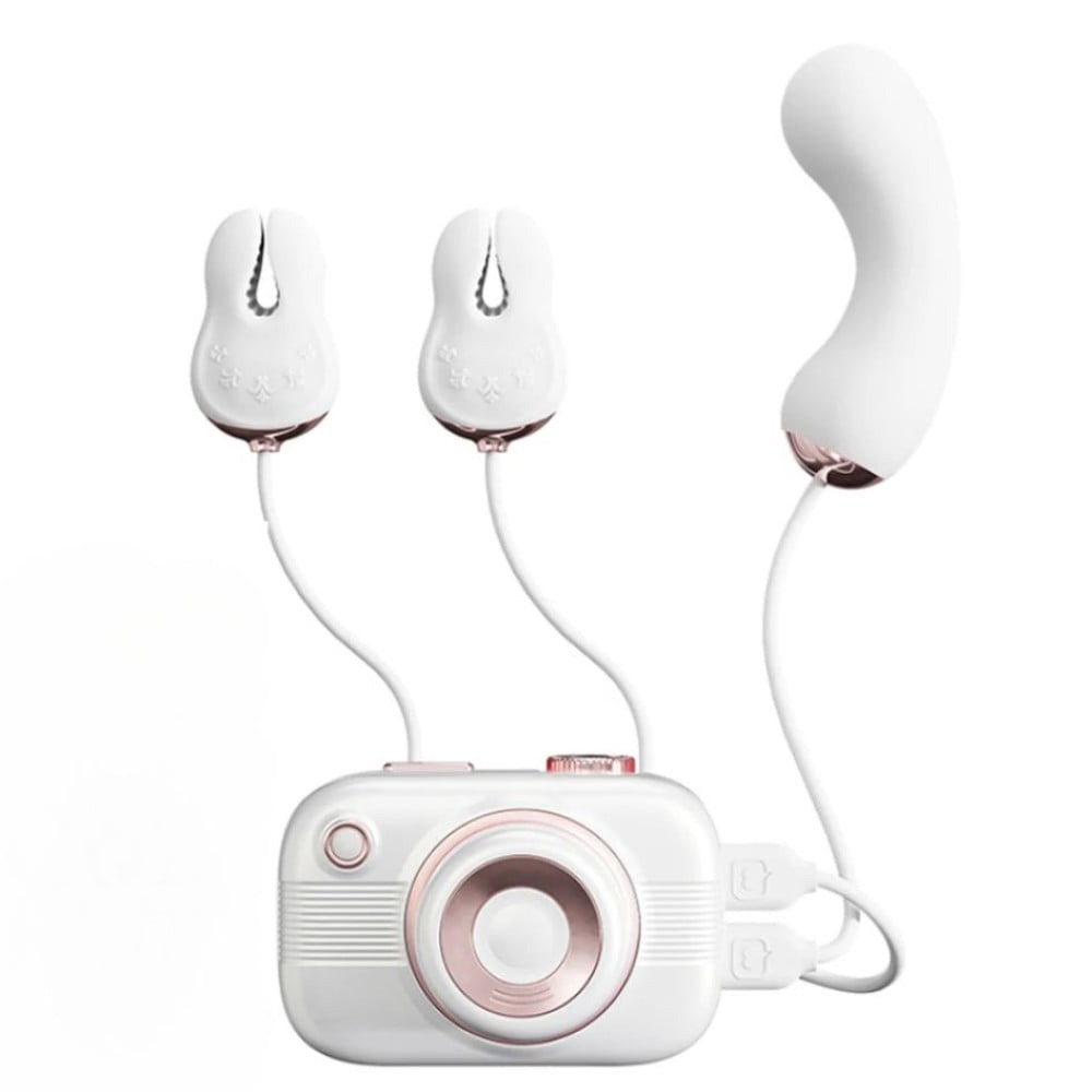 Різне - Смарт стимулятор 5-в-1 для клітора, сосків та точки G BeYourLover Alberta у вигляді фотоапарата, білий 1