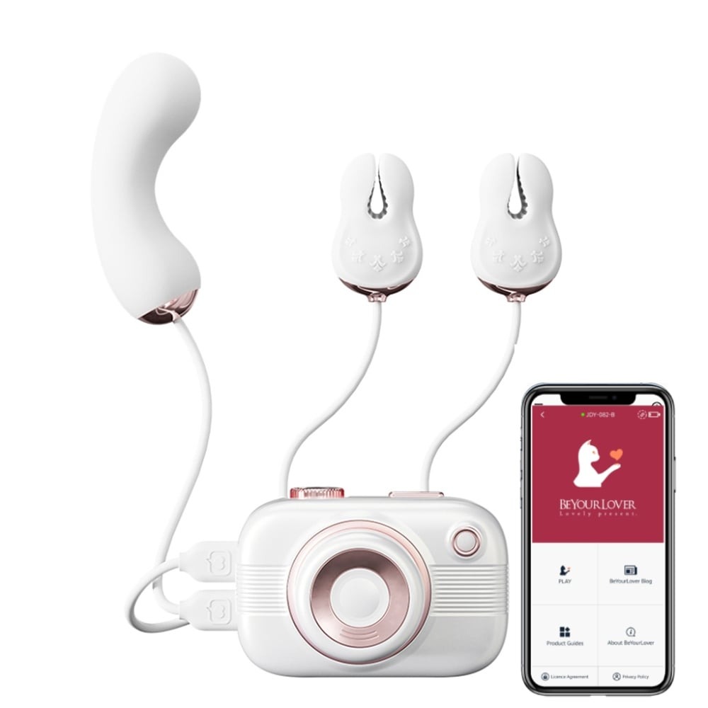 Різне - Смарт стимулятор 5-в-1 для клітора, сосків та точки G BeYourLover Alberta у вигляді фотоапарата, білий