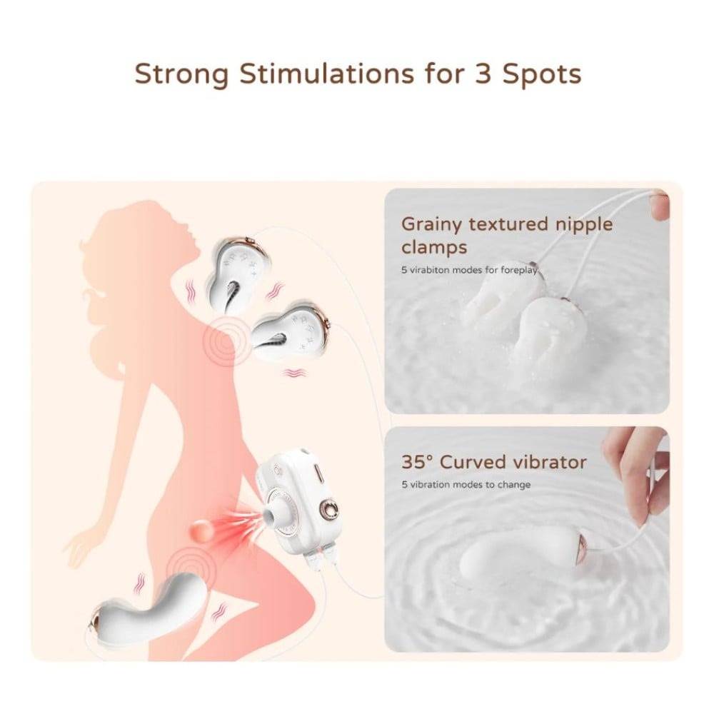 Різне - Смарт стимулятор 5-в-1 для клітора, сосків та точки G BeYourLover Alberta у вигляді фотоапарата, білий 8