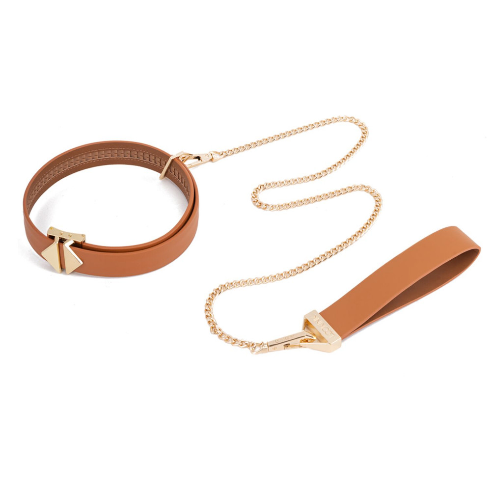 Ошейники, поводки - Поводок LOCKINK Tied Collar with Leash Set - Brown