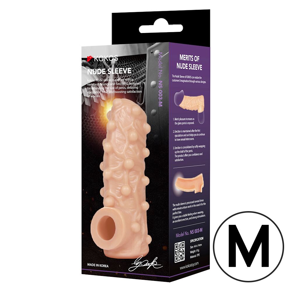 Эрекционные кольца без вибрации - Насадка на член Kokos Nude Sleeve NS 001 M 1