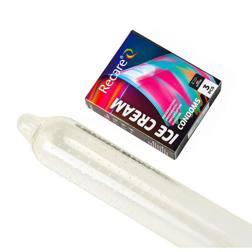 Презервативы - Презервативы Holographic Recare Ice Cream Big Dotted Condoms 3 шт, с пупырышками, аромат: мороженое 3