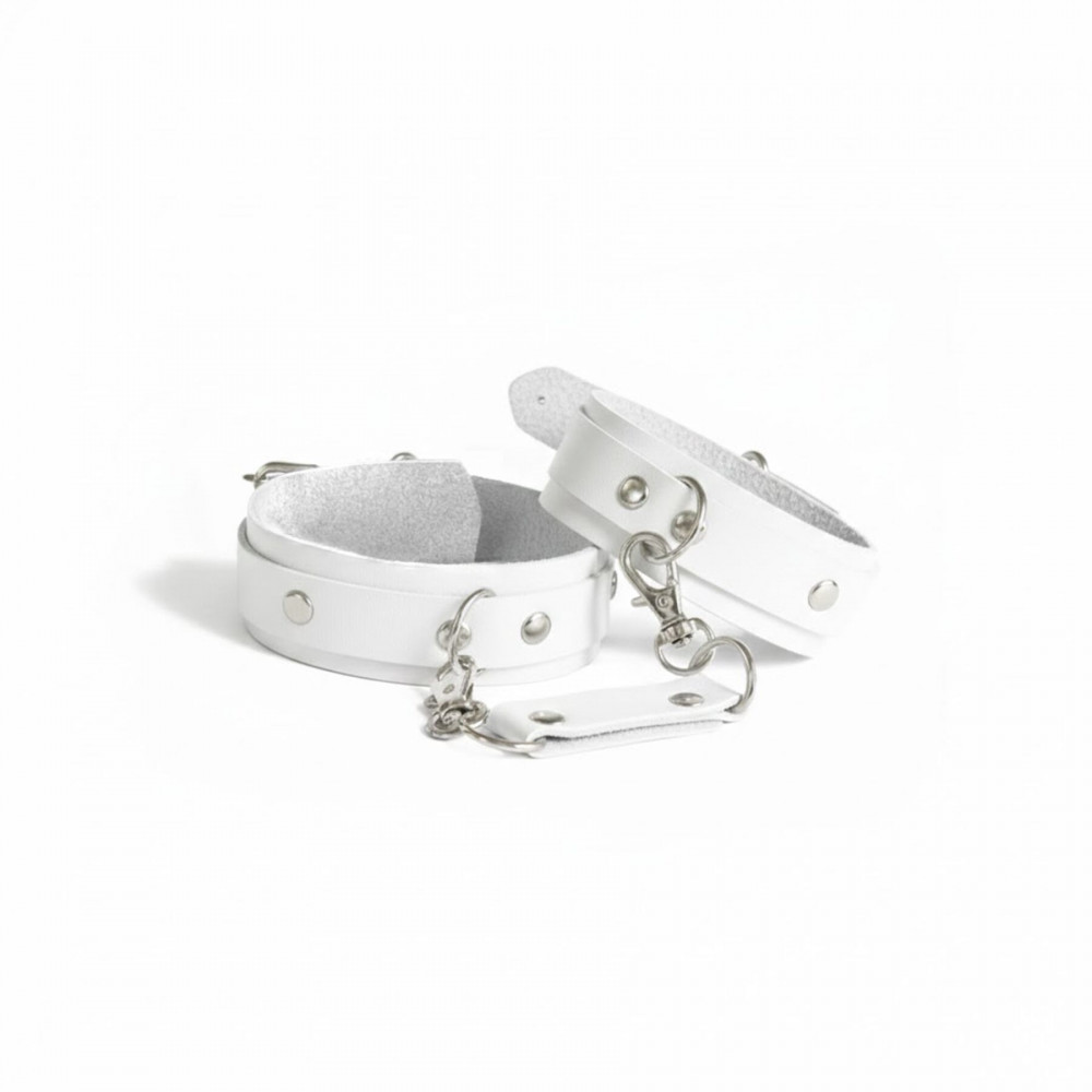 Наручники и ограничения - Наручники из натуральной кожи Art of Sex - Eva, цвет белый