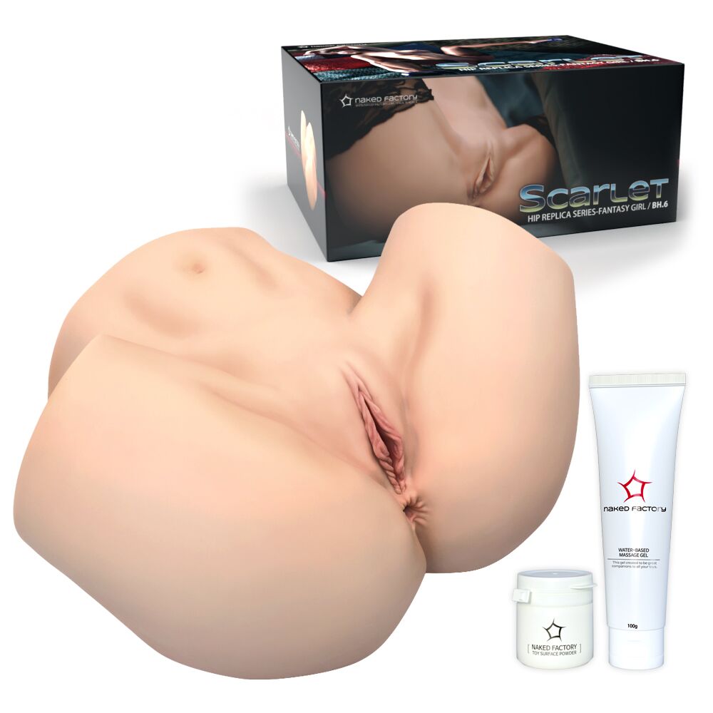 Мастурбатори без вібрації - Мастурбатор-півторс Naked Factory SCARLET, вагіна + анус, вузький вхід, дуже реалістичний, наскрізний 9