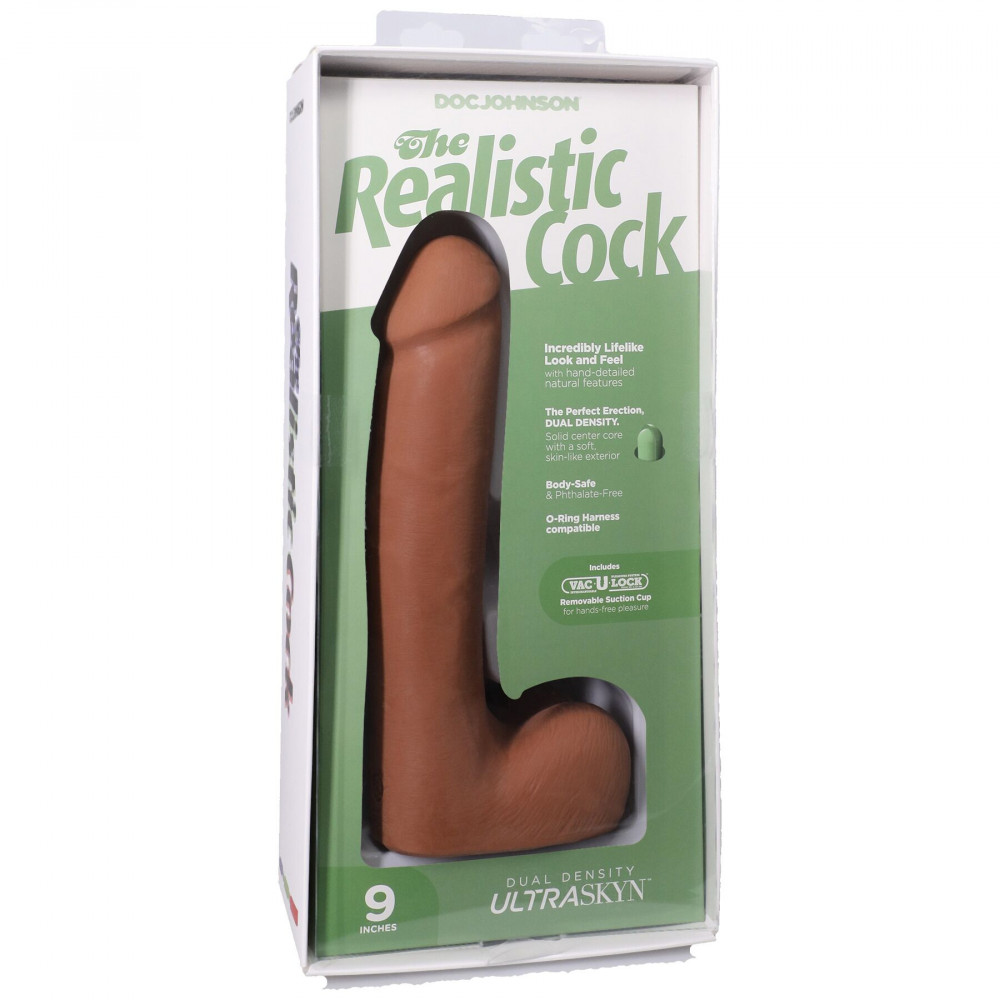 Фалоімітатор - Фалоімітатор Doc Johnson The Realistic Cock ULTRASKYN - 9 Inch with Balls Caramel 7