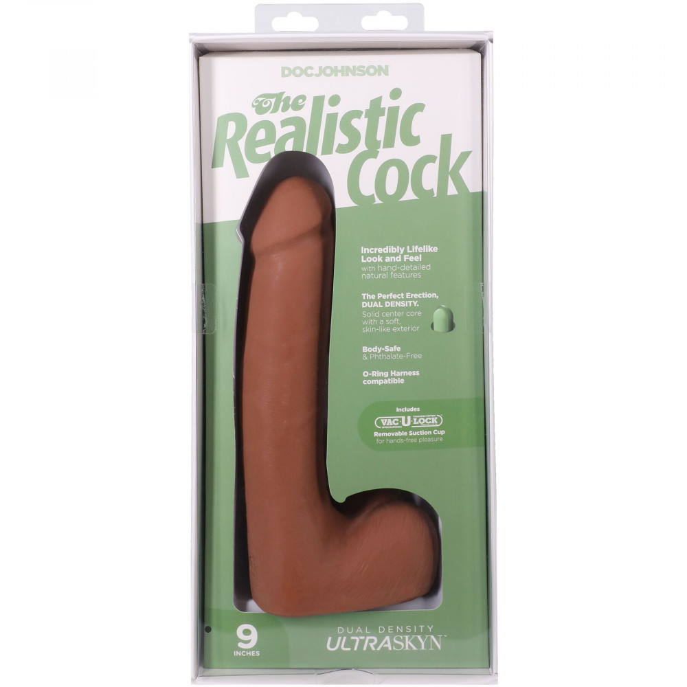 Фалоімітатор - Фалоімітатор Doc Johnson The Realistic Cock ULTRASKYN - 9 Inch with Balls Caramel 9