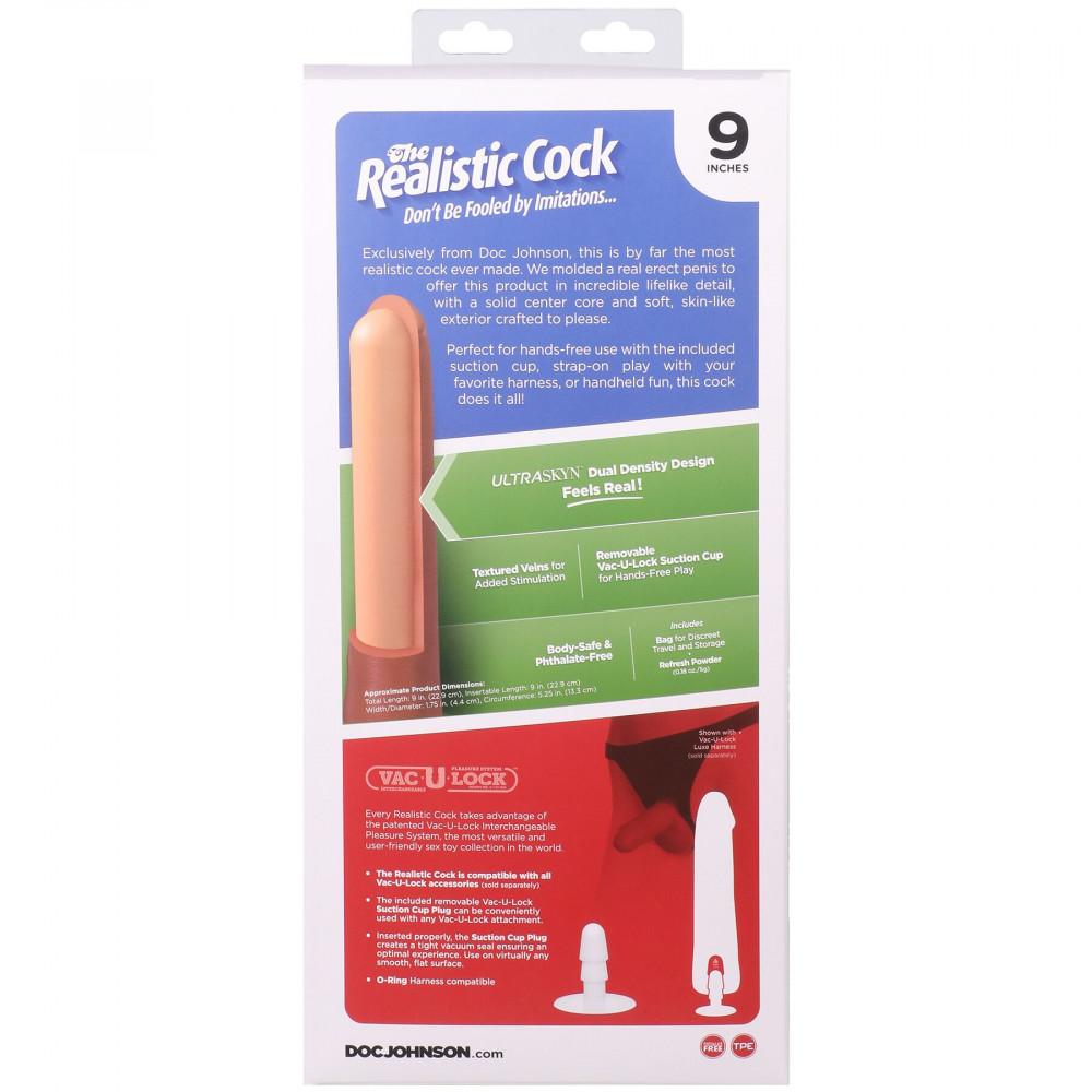 Фалоімітатор - Фалоімітатор Doc Johnson The Realistic Cock ULTRASKYN - 9 Inch with Balls Caramel 10