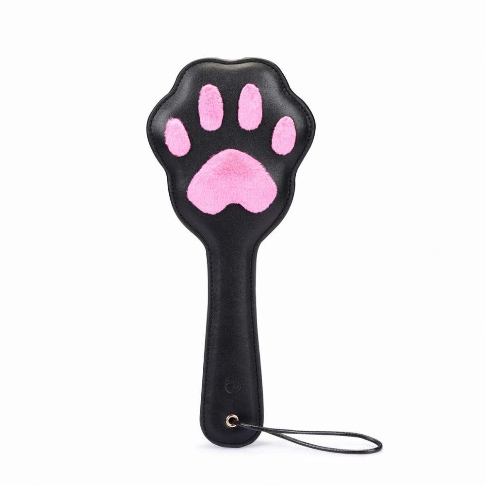 Плети, стеки, флоггеры, тиклеры - Паддл в виде кошачьей лапки Liebe Seele Round Paddle Black/Pink