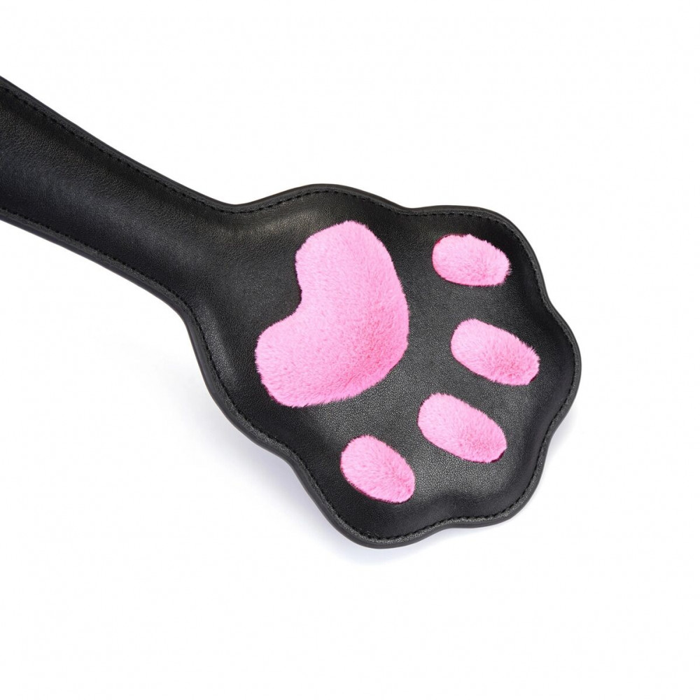 Плети, стеки, флоггеры, тиклеры - Паддл в виде кошачьей лапки Liebe Seele Round Paddle Black/Pink 2