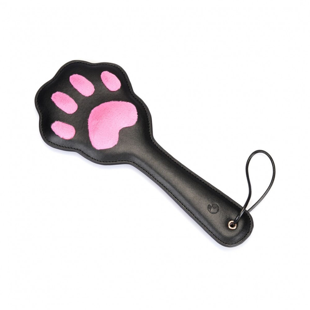 Плети, стеки, флоггеры, тиклеры - Паддл в виде кошачьей лапки Liebe Seele Round Paddle Black/Pink 1
