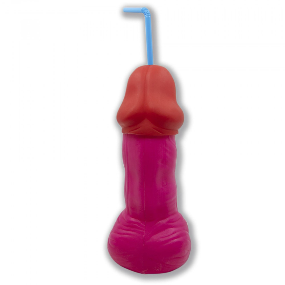Секс приколы - Коктейльный стакан-пенис с крышкой и трубочкой Diverty Sex Fuchsia