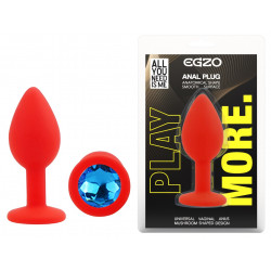 Силиконовая анальная пробка EGZO - Silicone Red Round Plug Blue, size S