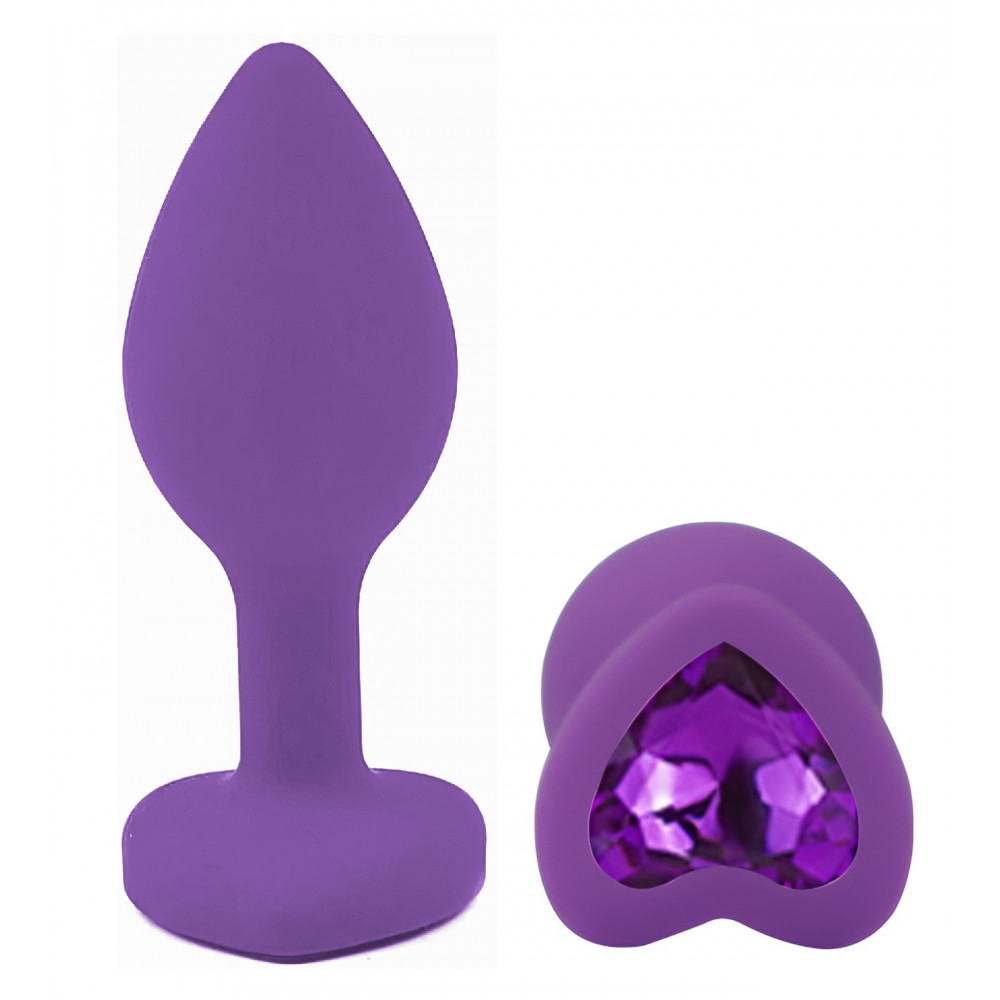 Разное - Силиконовая анальная пробка EGZO - Silicone Violet Heart Plug Violet, size S 1