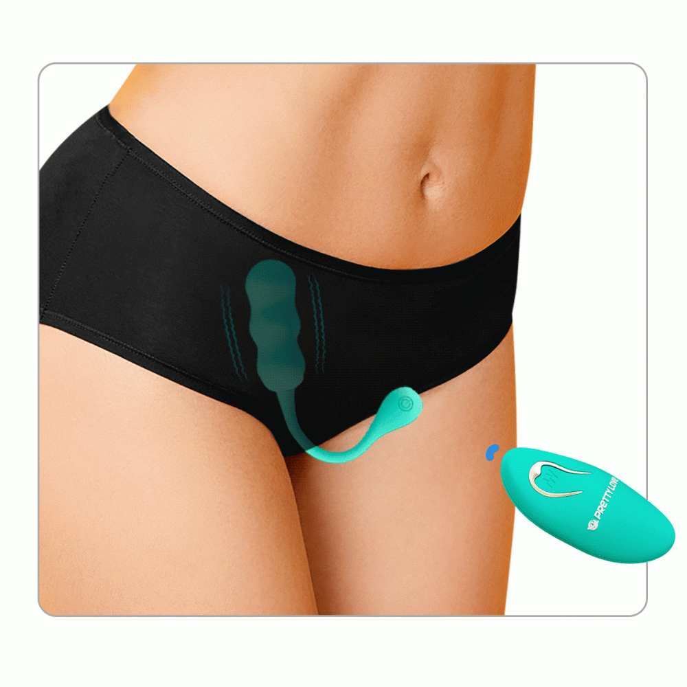 Вагинальные шарики и тренажеры - Виброяйцо вагинальное Pretty Love Leshy с пультом, бирюзовое, 18.6 х 2.8 см 5