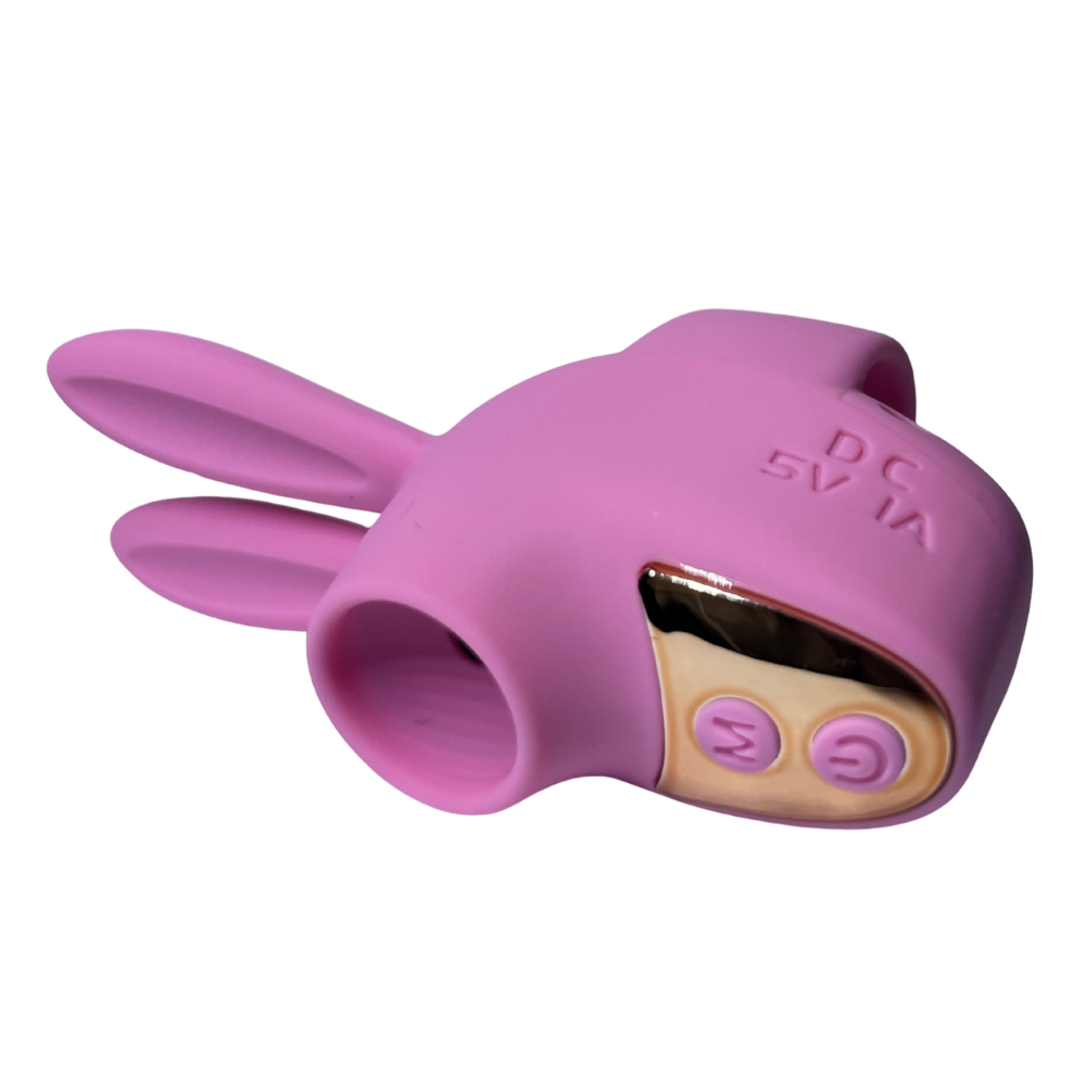 Вибропули и мини-вибраторы - Вибростимулятор на палец Зайчик Passion Play, 12 режимов вибрации + 3 интенсивности, розовый 4