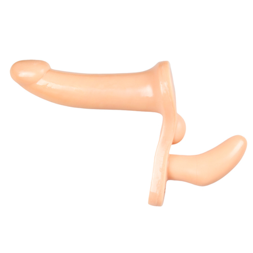 Секс игрушки - Двойной страпон реалистичный XR Brands, бежевый, 26.7 х 3.8 см