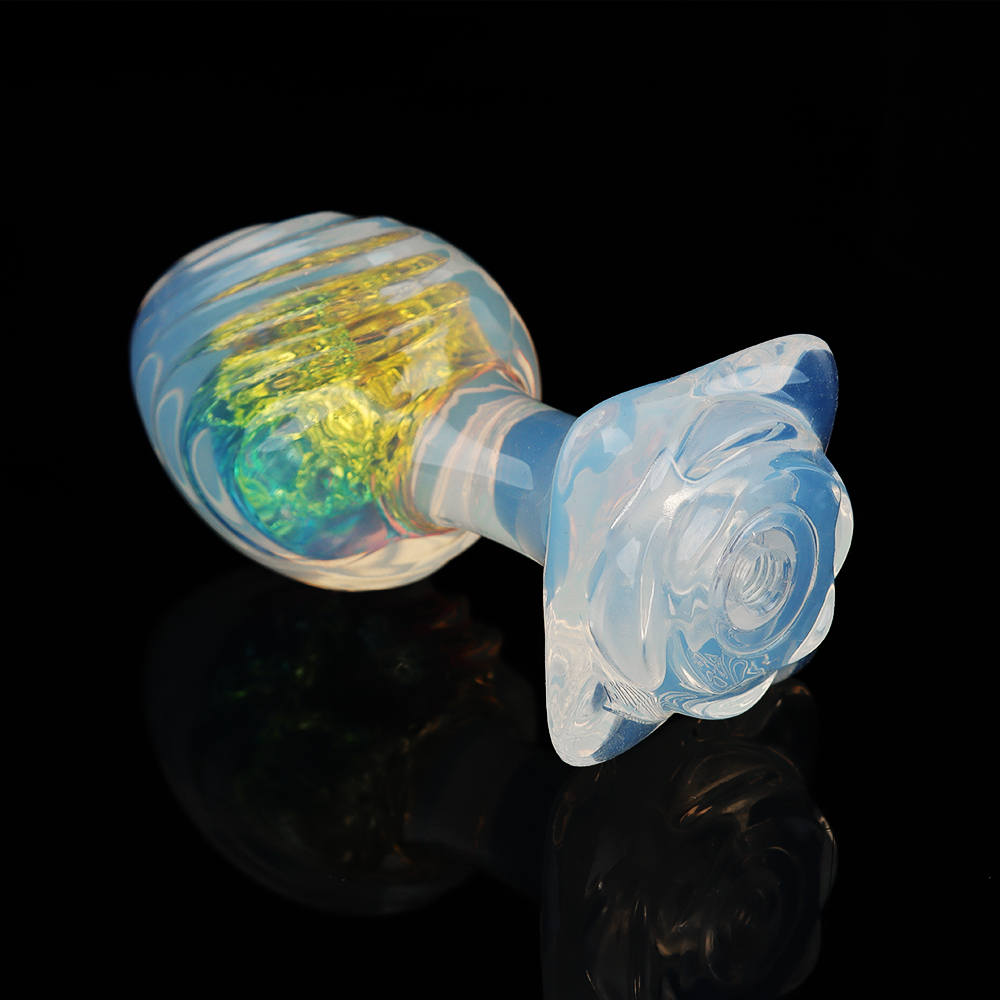 Анальные игрушки без вибрации - Анальная пробка ребристая UNIVIBE с камнем, силиконовая, разноцветная, 9.3 х 4 см 4