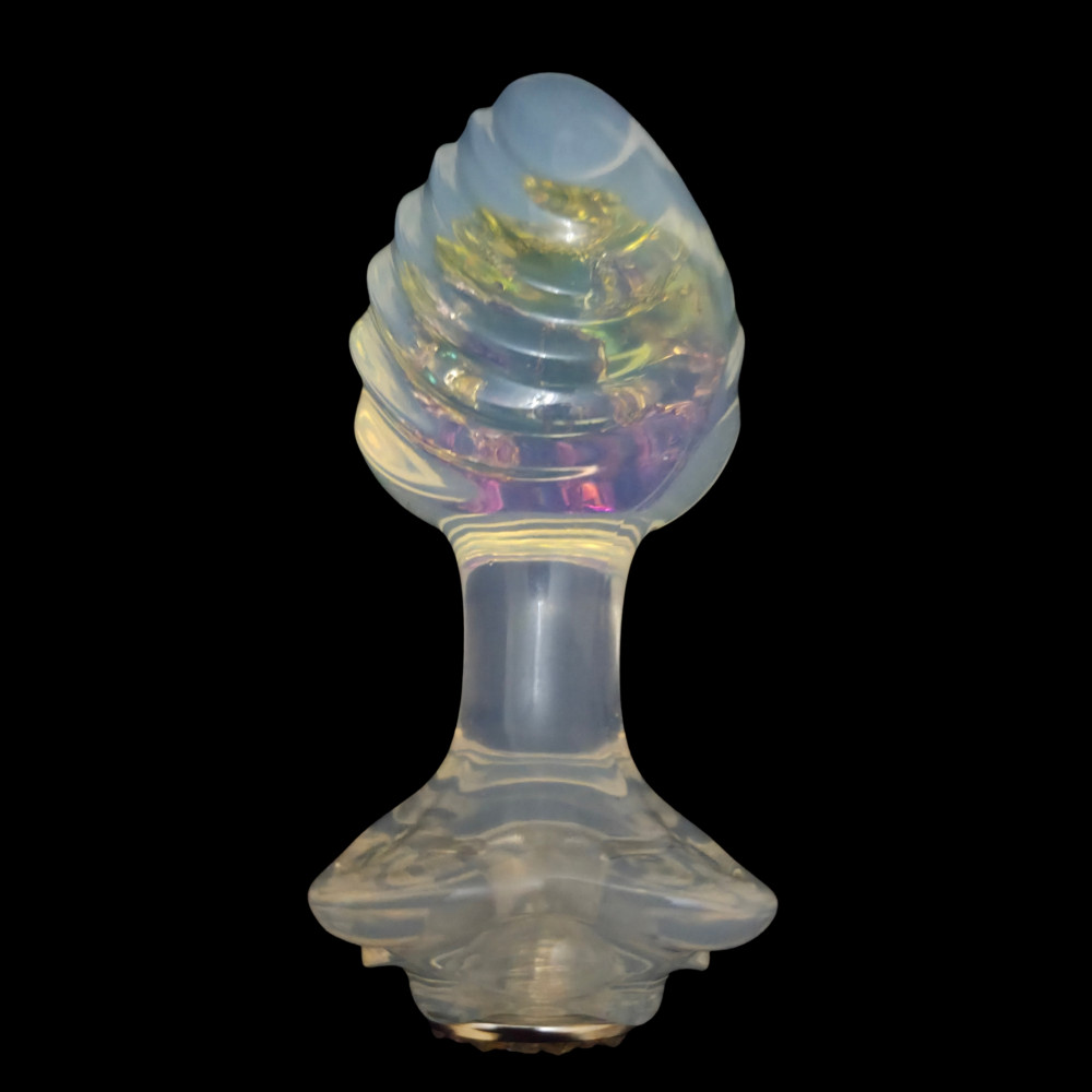 Анальные игрушки без вибрации - Анальная пробка ребристая UNIVIBE с камнем, силиконовая, разноцветная, 9.3 х 4 см 12