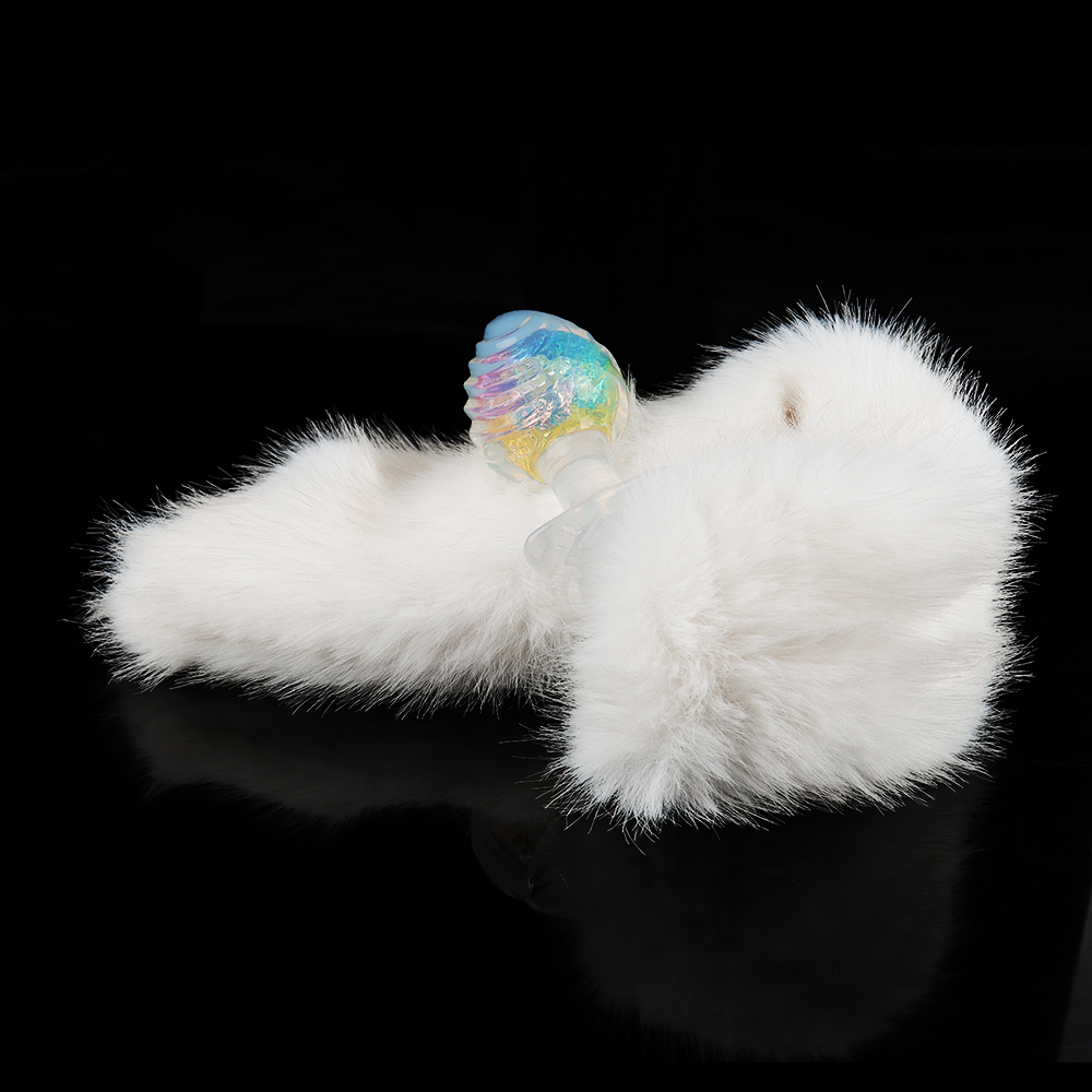 Анальные игрушки без вибрации - Анальная пробка ребристая UNIVIBE с камнем, силиконовая, разноцветная, 9.3 х 4 см 9