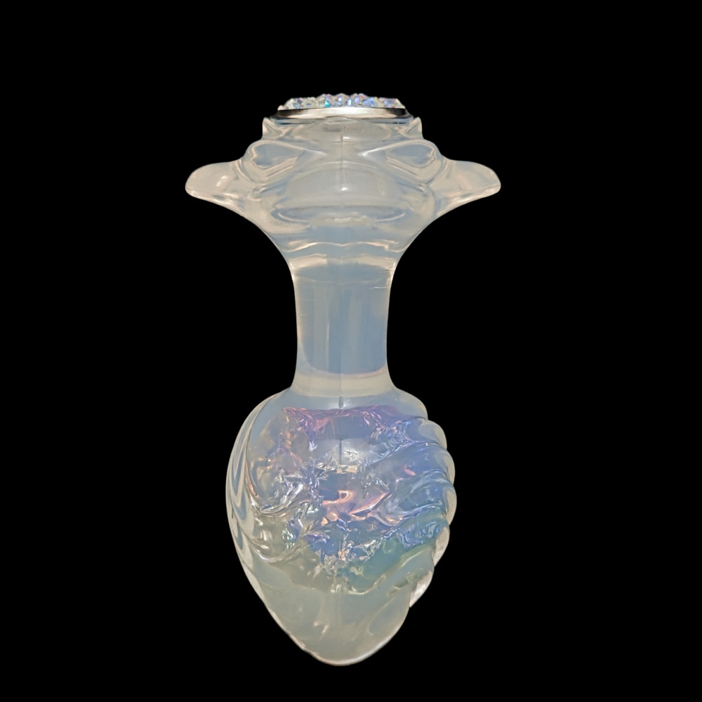 Анальные игрушки без вибрации - Анальная пробка ребристая UNIVIBE с камнем, силиконовая, разноцветная, 9.3 х 4 см 11