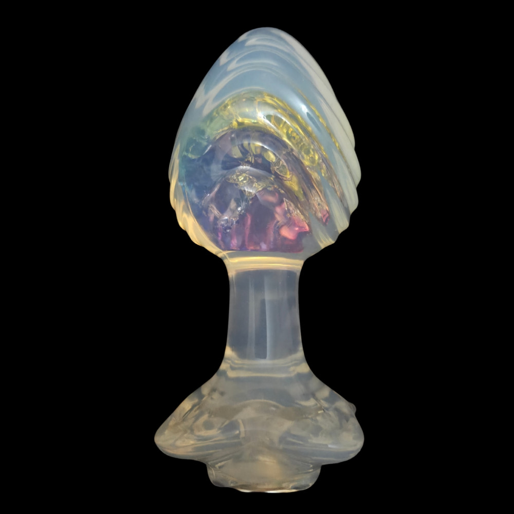 Анальные игрушки без вибрации - Анальная пробка ребристая UNIVIBE с камнем, силиконовая, разноцветная, 9.3 х 4 см 13