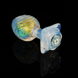 Анальная пробка ребристая UNIVIBE с камнем, силиконовая, разноцветная, 9.3 х 4 см