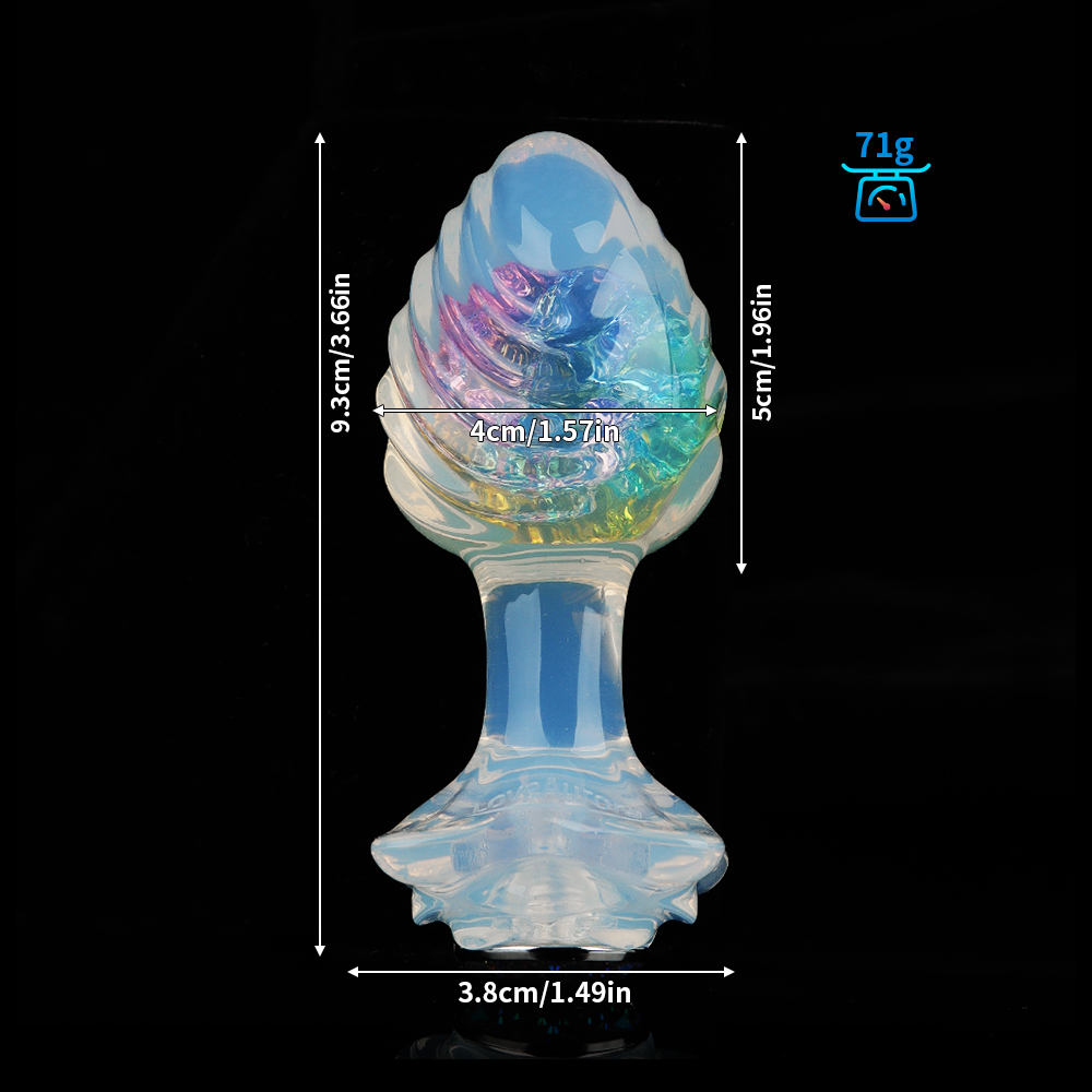 Анальные игрушки без вибрации - Анальная пробка ребристая UNIVIBE с камнем, силиконовая, разноцветная, 9.3 х 4 см 15