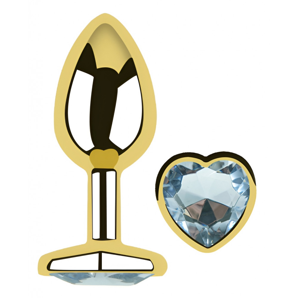  - Анальная пробка с кристаллом EGZO - Gold Heart Plug Clear size M 1