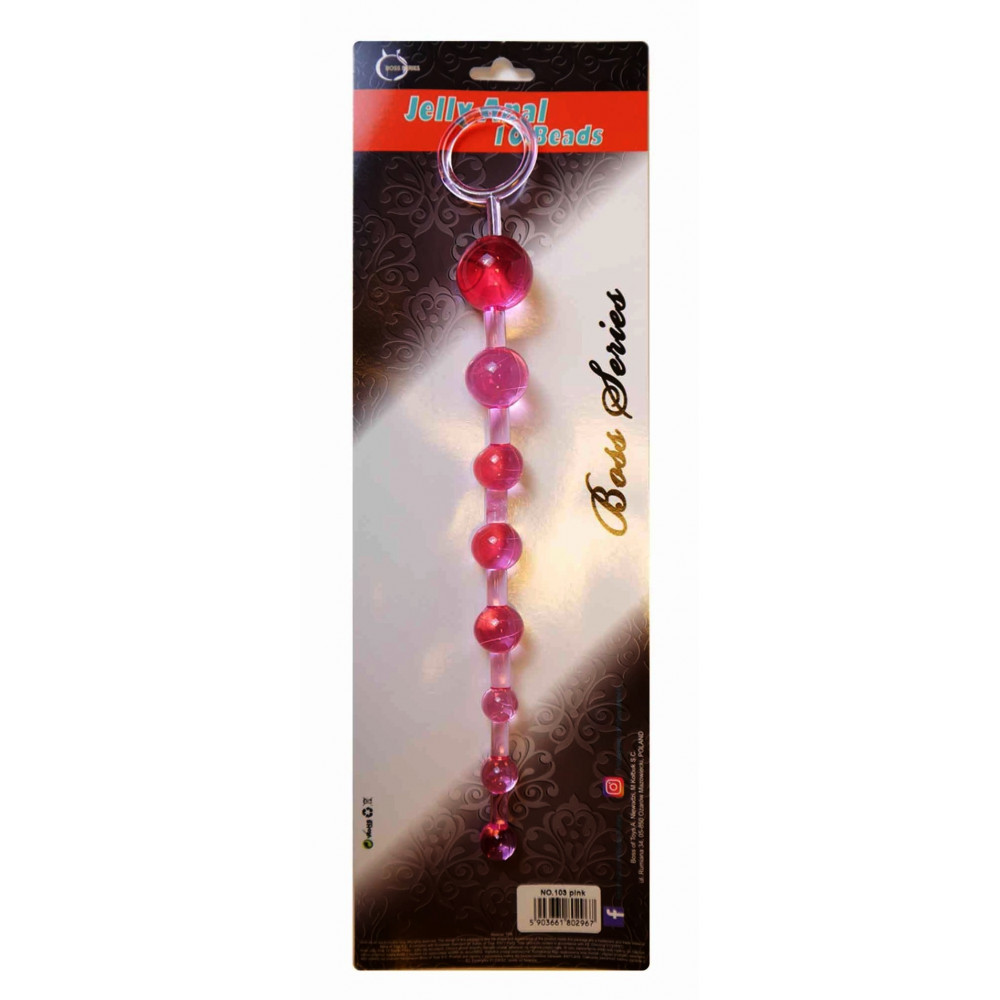 Анальные игрушки - Анальные бусы BOSS - Jelly Anal 10 Beads Pink, BS6700084 1