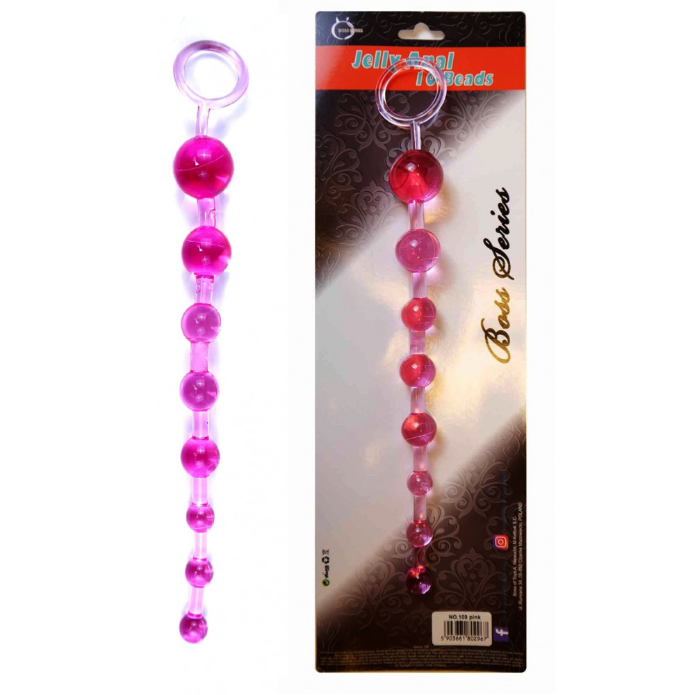 Анальные игрушки - Анальные бусы BOSS - Jelly Anal 10 Beads Pink, BS6700084