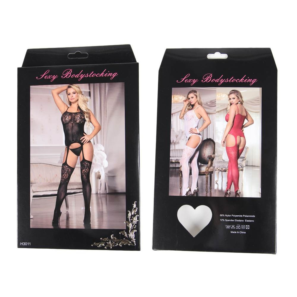 Різне - Комбінезон прозорий Star Night Foxy Suspender Style з імітацією панчох, чорний 3